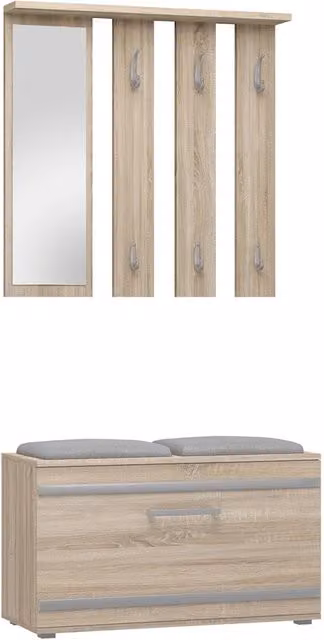 Guardaroba moderno OPAL in rovere sonoma con specchio e vani inclinabili, L/P/H: 85 x 35 x 82 cm