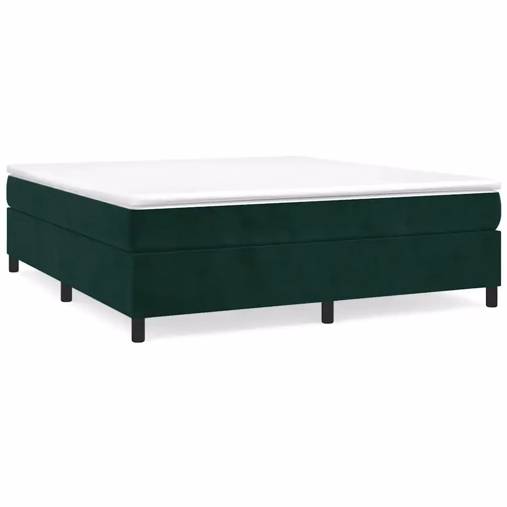 Letto con Giroletto a Molle e Materasso vidaXL in Velluto Verde Scuro e Bianco L/P: 180 x 180 cm – 2
