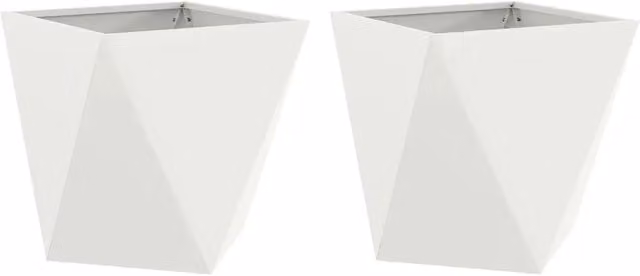 Set di 2 fioriere a cassetta in acciaio bianco per giardino ornamentale, L/P/H: 50 x 50 x 50 cm