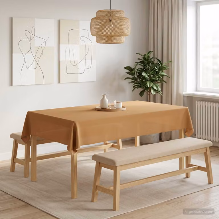 Tovaglia rettangolare vidaXL beige in poliestere idrorepellente e antimacchia L: 140 cm, P: 260 cm