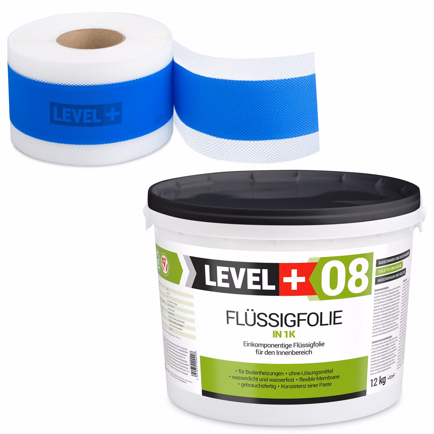 Kit di impermeabilizzazione Foglio liquido 12 kg Nastro sigillante 5mb Doccia in bagno - LEVEL+ SET309