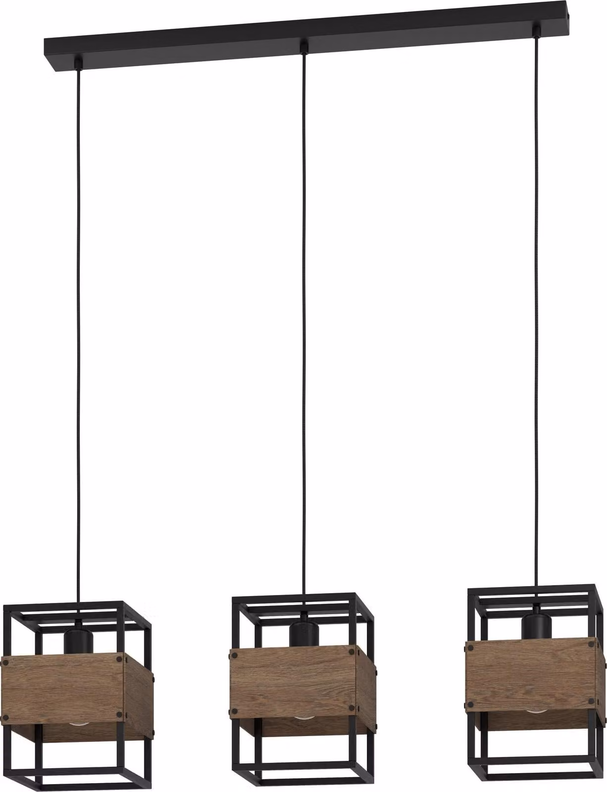 Eglo 43805 EVESHAM E27 tripla lampada a sospensione 895x195mm Nero Marrone