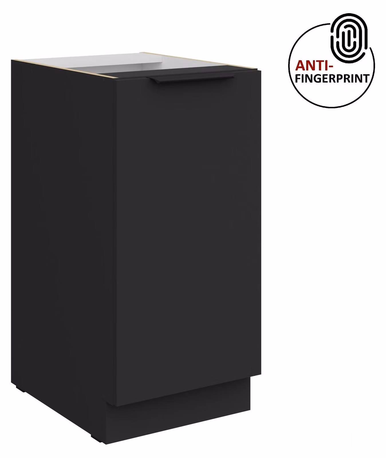 Mobile base da cucina da 40 cm, cucina ARIA nero ultra opaco + nero opaco, frontali di alta qualità con rivestimento anti-impronta, blocco cucina