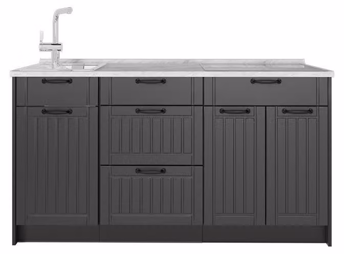 Cucine componibili piccole Vicco Fame-Line Grigio scuro/Antracite 150 cm, PL Marmo, Model 65381