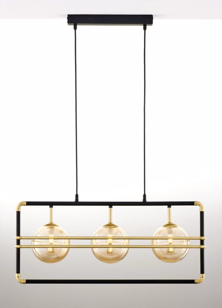 Lampada a sospensione FIORI nero-oro-ambra 3xG9x8W in metallo, dimensioni: 115x68x27 cm, IP20, Jupiter