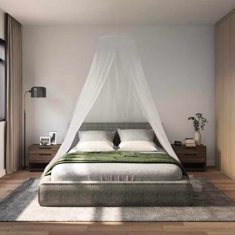 Set di 3 reti per zanzare per letto vidaXL, colore bianco, diametro: 56 cm, altezza: 220 cm