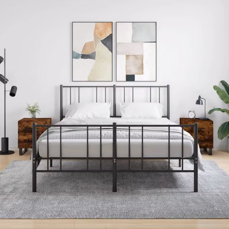 Set di 2 comodini vidaXL in legno multistrato color rovere fumo, design moderno per camera da letto, L 40 cm x P 35 cm x H 47,5 cm