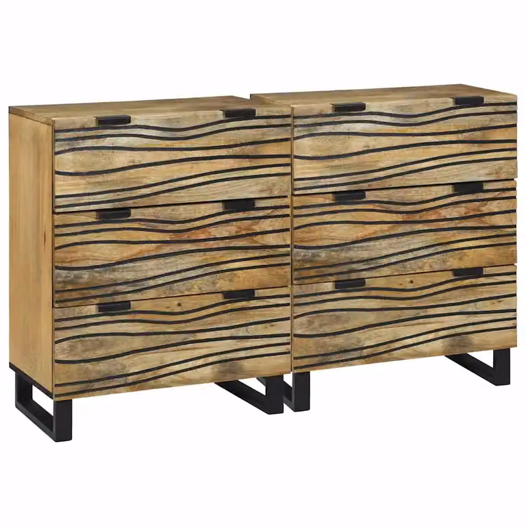 Set di 2 credenze moderne vidaXL in legno di mango color marrone L: 120 cm, P: 33 cm, H: 75 cm