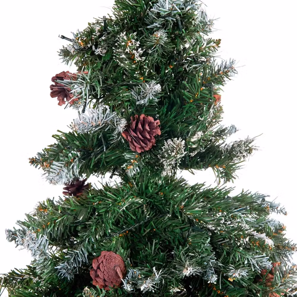 Albero di Natale Artificiale Preilluminato con LED Warm White Beliani Verde Innevato con Base in Metallo Nera Altezza: 210 cm – 2