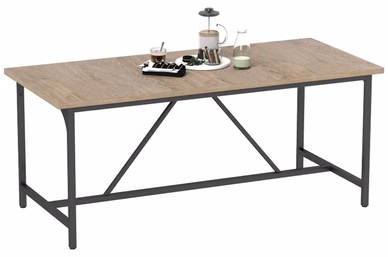 Tavolo da pranzo per 6-8 persone. Tavolo da cucina rettangolare in stile moderno con finitura effetto legno, 180 x 80 x 75,5 cm, naturale