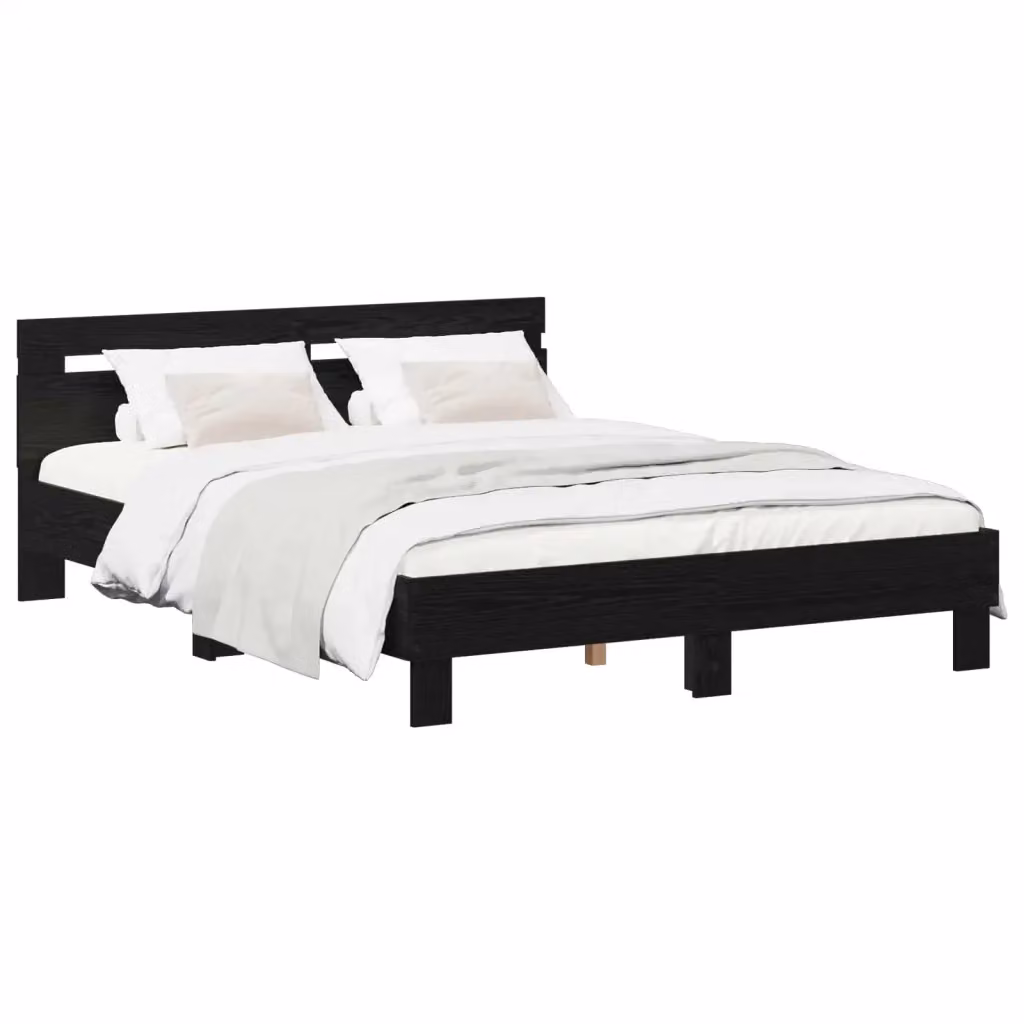 Struttura letto moderno vidaXL in legno nero con doghe fisse L 120 x H 125 x P 200 cm – 2