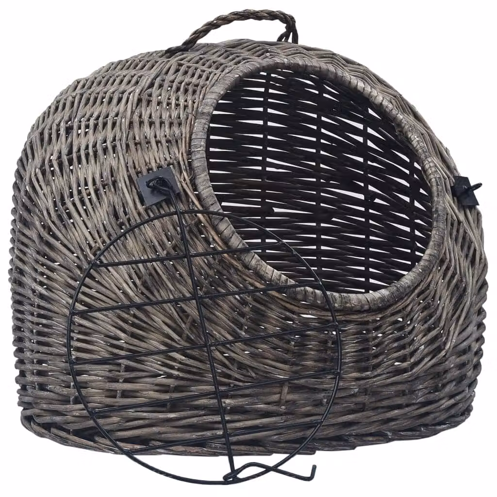 vidaXL Cestino per gatti Grigio 60x45x45 cm Vimini naturale