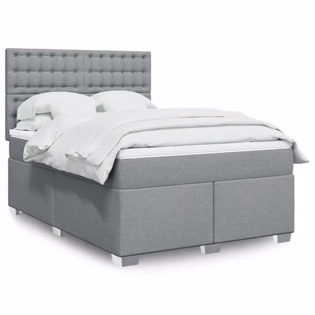 Letto Ibrido con Giroletto a Molle e Materasso vidaXL, Grigio Chiaro e Bianco, L/P: 160 x 200 cm