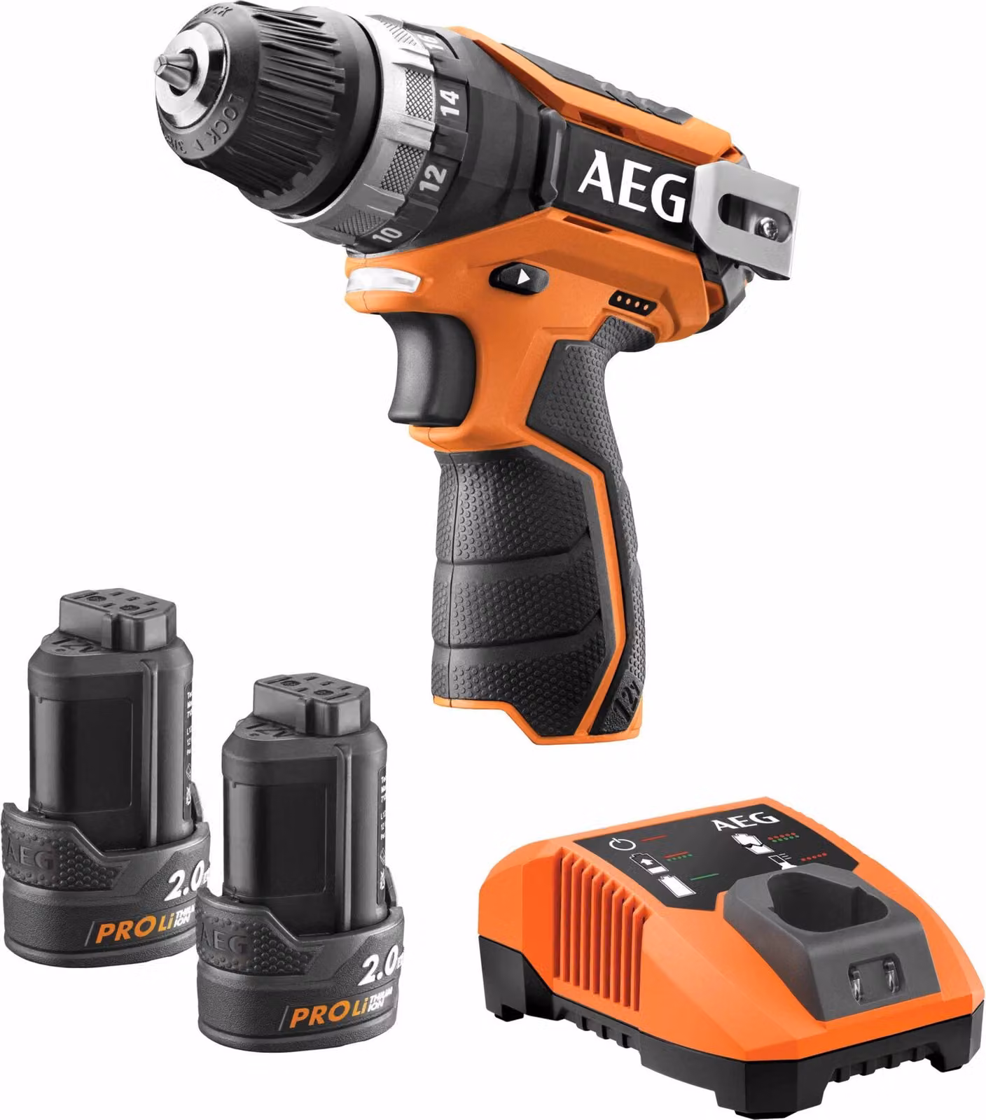 Trapano avvitatore AEG 12V Li-Ion - 2 batterie 2,0 Ah Litio-Pro - 1 caricatore 40min - BS12C2-202C