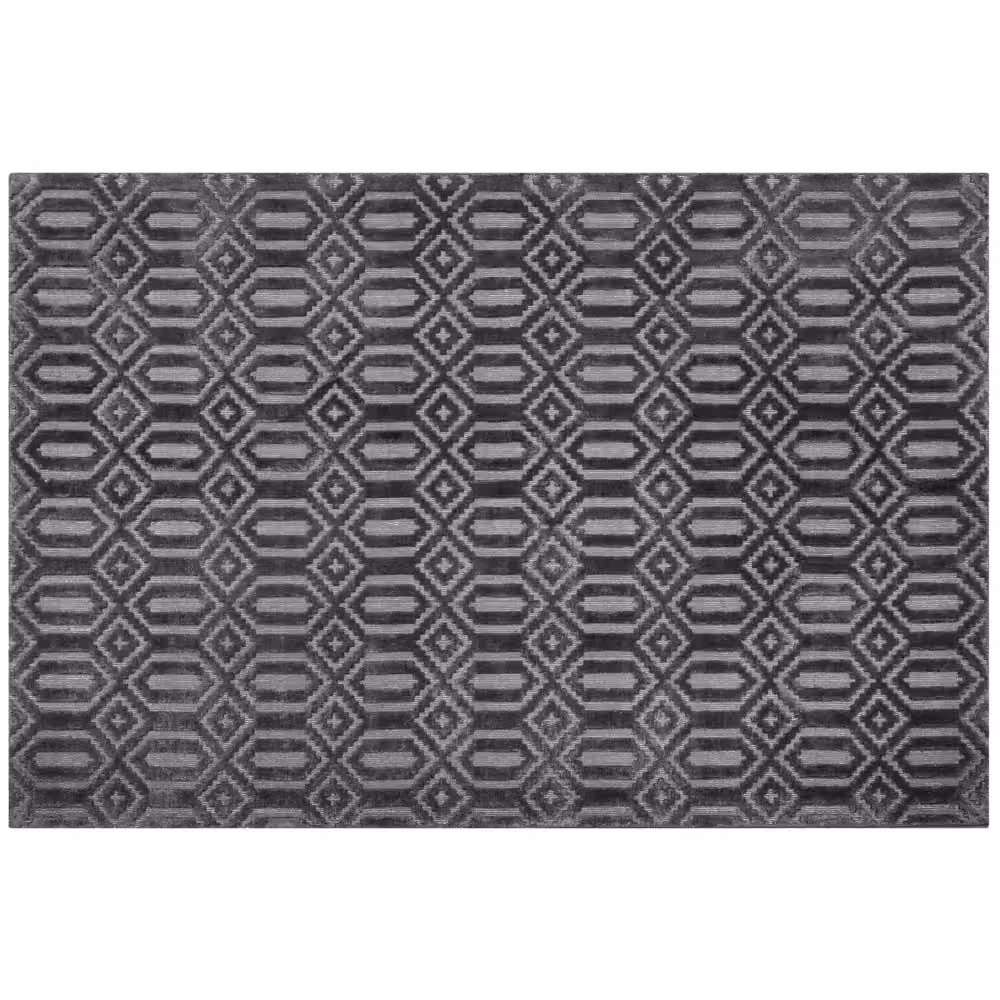 Tappeto Beliani Grigio con Motivo Geometrico Moderno in Viscosa, Tessuto a Mano Flatweave, L: 230 cm, P: 160 cm – 2