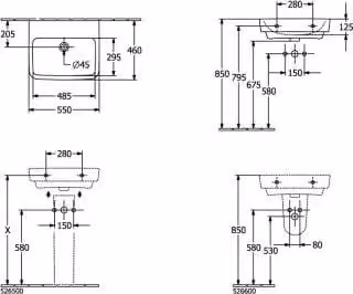 Villeroy & Boch 4A4158R1 Lavabo O.novo 550x460mm Angolare