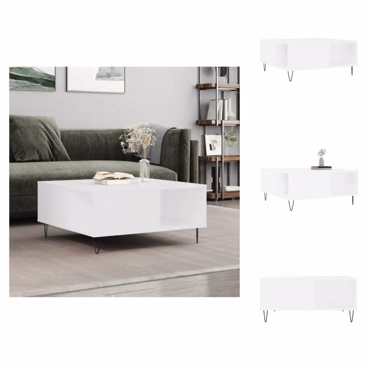 vidaXL Tavolino bianco 80x80x36,5 cm in legno - Tavolini da caffè