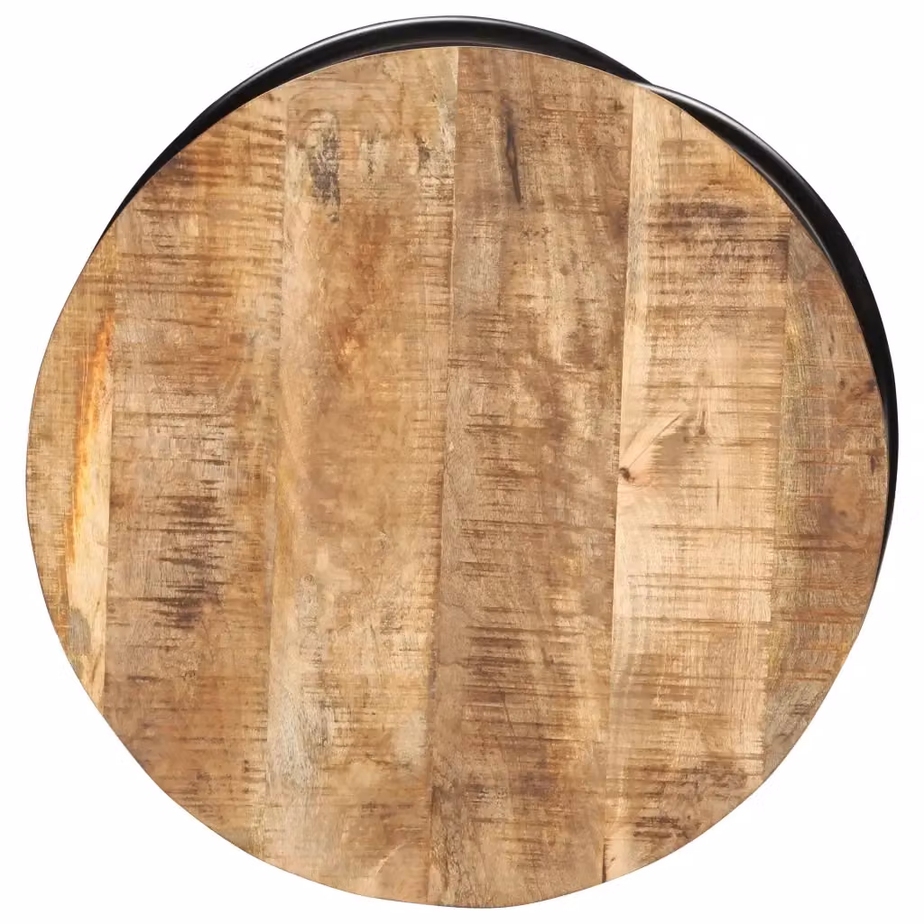 Tavolino rotondo vidaXL in legno di mango e metallo, colore nero e marrone, L/P/H: 60 x 60 x 40 cm – 2