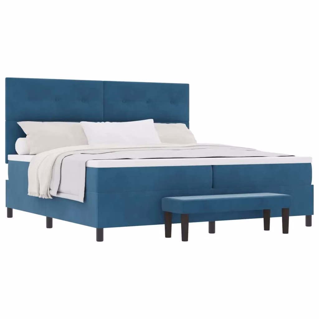 Letto contenitore vidaXL con testiera in velluto blu, L/P/H: 200 x 200 x 128 cm – 2