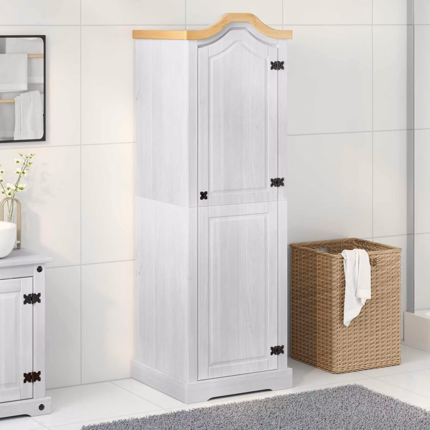 Armadio in pino massello vidaXL Bianco L: 55 cm, P: 52 cm, H: 170 cm