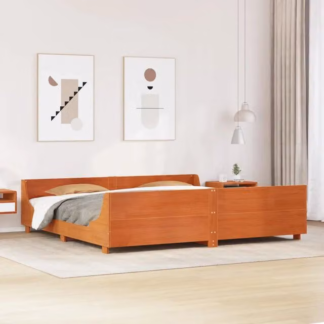 Letto senza Materasso-Struttura Letto Marrone Cera 180x200 cm in Legno di Pino 704441