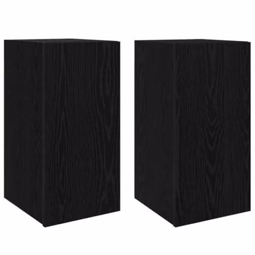 Set di 2 mobili per TV da parete moderni, 30,5 x 30 x 60 cm, in legno di ingegneria, rovere nero, 02_0052448