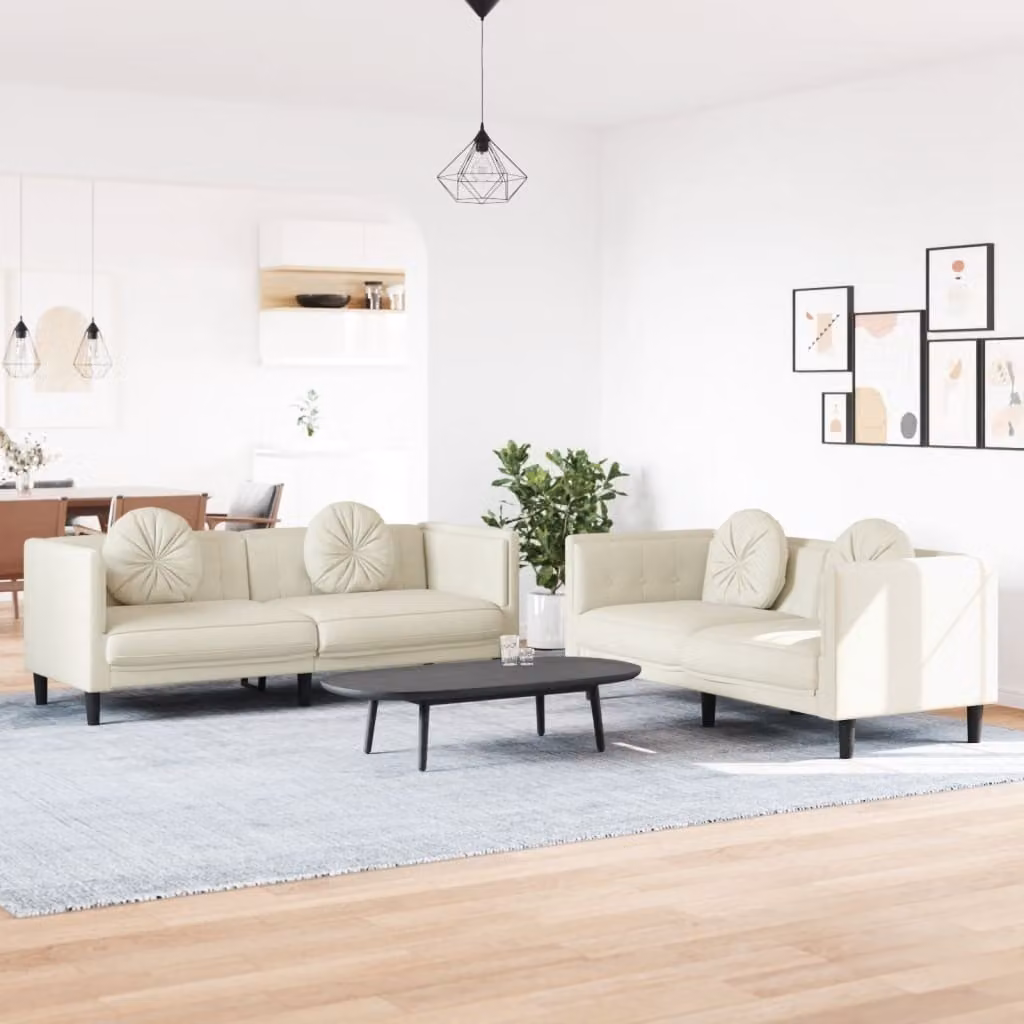Maison Exclusive - Set divano a 2 posti con cuscini in velluto color crema