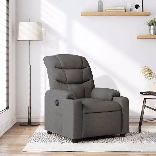 Poltrona Reclinabile Relax vidaXL in Tessuto Grigio con Braccioli e Regolazione Manuale – 1