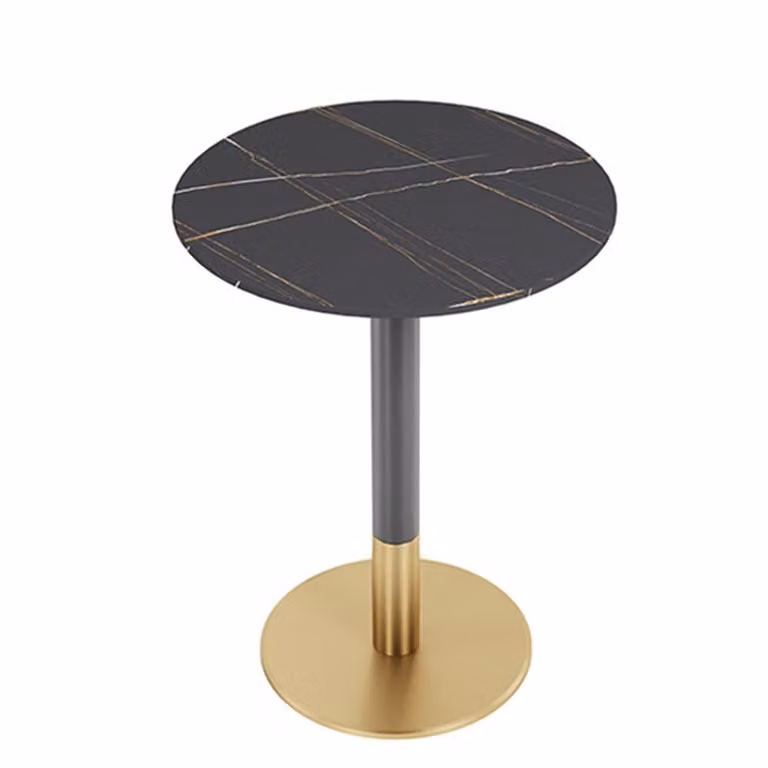 Mobili per la ristorazione Tavolo da pranzo Tavolo da cucina per sala da pranzo Tavolo da soggiorno Tavolo da bistrot Pietra sinterizzata nero-oro1 60*75CM