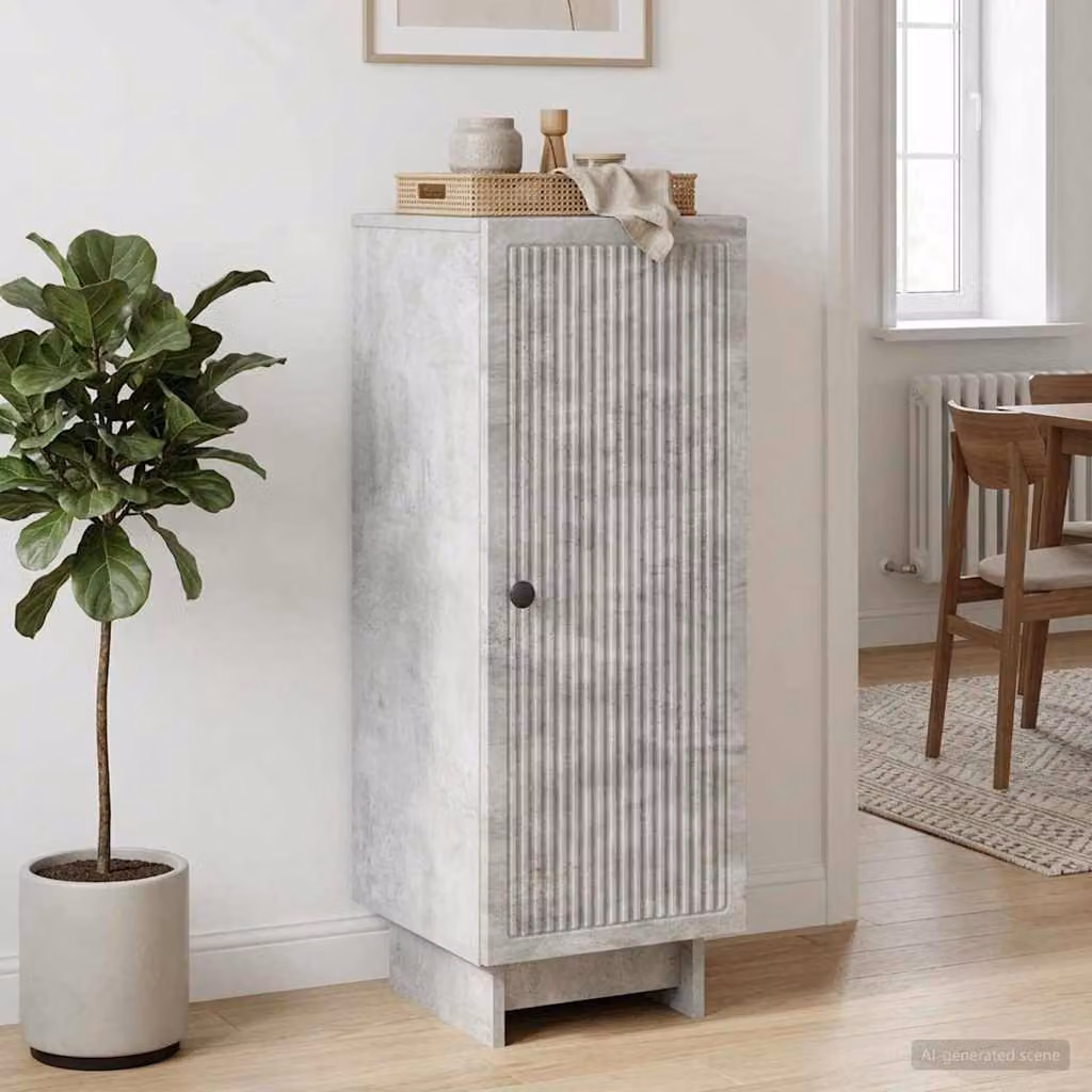 Credenza moderna vidaXL in legno ingegnerizzato e metallo, Grigio, L: 33 cm, P: 34,5 cm, H: 90 cm