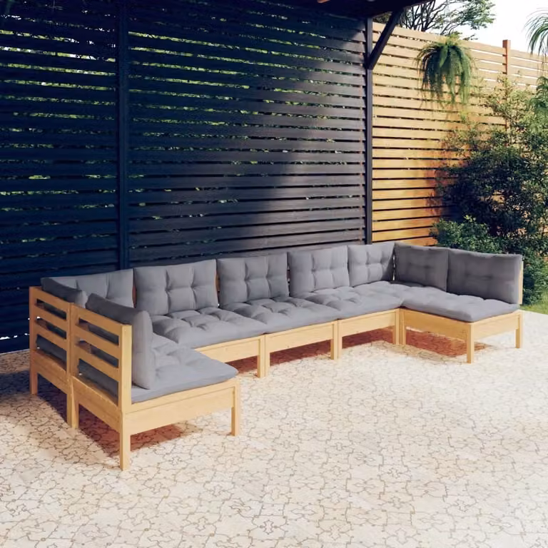 Maison Exclusive - Set Divani da Giardino 7 pz con Cuscini Grigi Massello di Pino