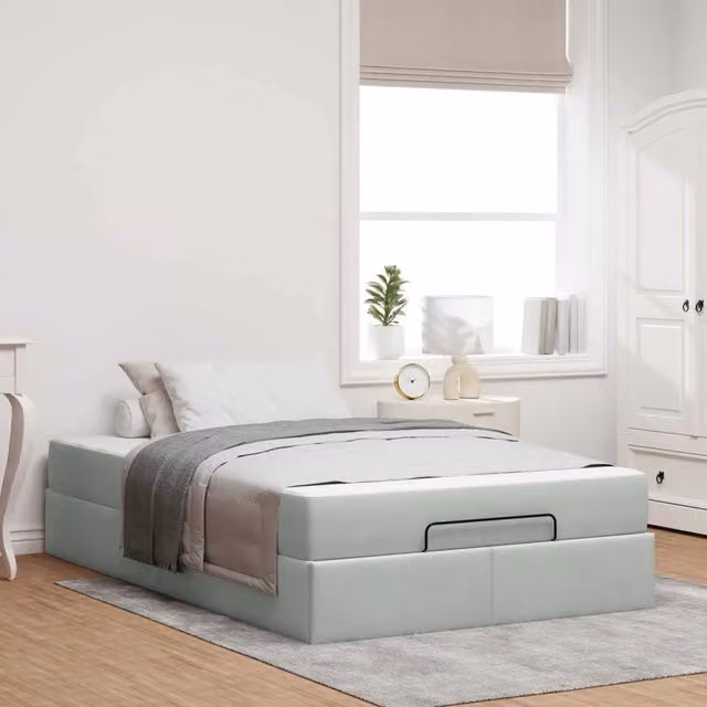 Letto matrimoniale con materasso in schiuma vidaXL, rivestimento in velluto grigio, L 120 x P 200 cm – 1