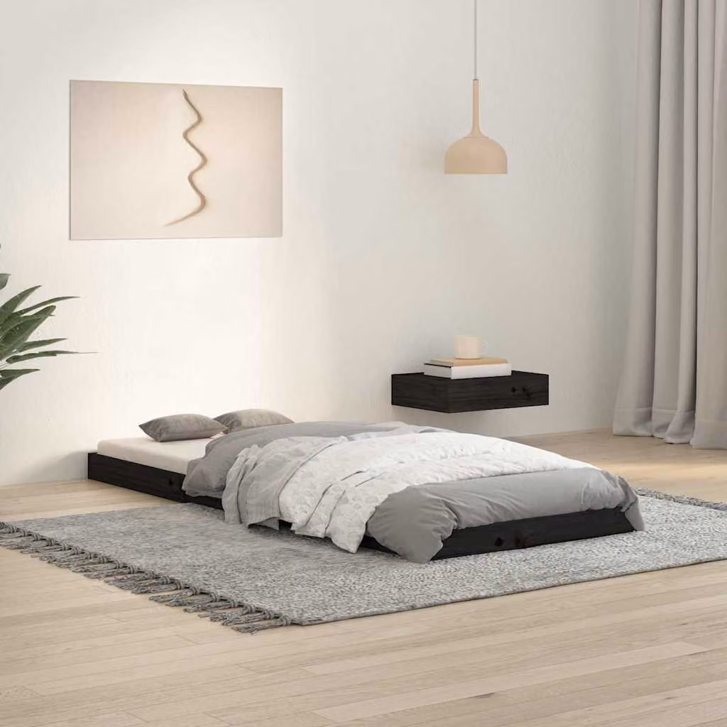 vidaXL Giroletto Singolo in Legno Massello di Pino Nero L: 79,0 cm, P: 193,5 cm