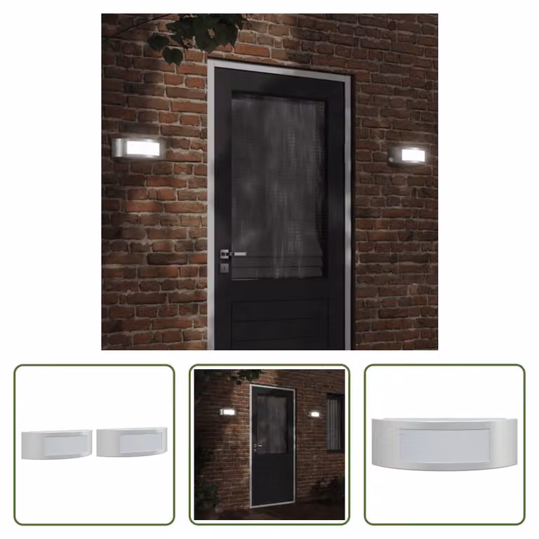 The Living Store Luci da parete per esterni 2 pezzi in acciaio inox argento