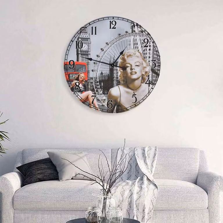 Orologio da Parete Analogico Vintage vidaXL Multicolore in Legno, Diametro: 60 cm