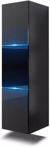 Colonna da bagno sospesa Meublorama collezione RAVEN con illuminazione LED integrata, colore nero opaco, L/P/H: 30 x 30 x 110 cm – 1