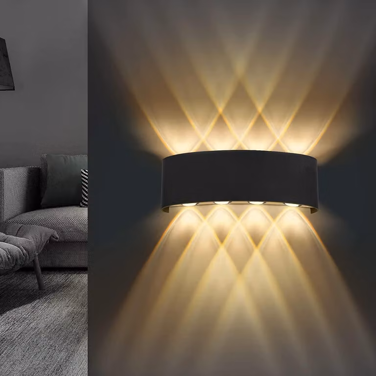 Lureshine Lampada da parete a LED, 8W, per interni/esterni, luce bianca calda 3000K