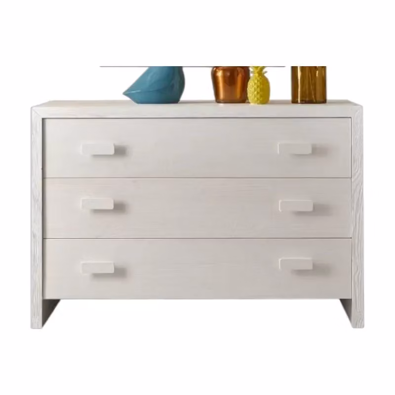 Cassettiera shabby chic Mobili 2G con 3 cassetti in legno massello di abete bianco L: 120 cm, P: 50 cm, H: 80 cm – 3