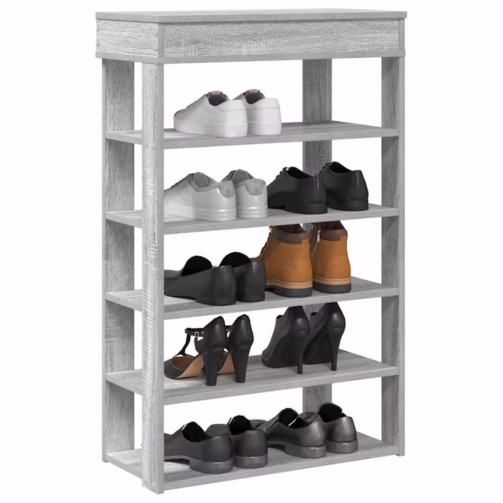 Scarpiera moderna vidaXL in legno e MDF grigio, sospesa a parete, L: 60 cm, P: 30 cm, H: 98 cm