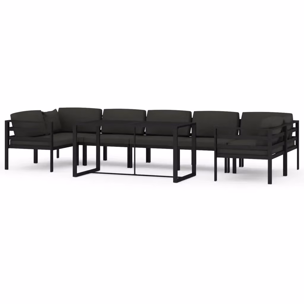 Set da giardino moderno vidaXL composto da 8 pezzi con divani a L, tavolino e cuscini in alluminio antracite – 2
