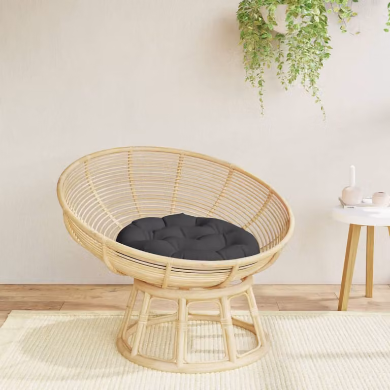 vidaXL Cuscino Rotondo Nero in Poliestere Traspirante e Idrorepellente Ø 60 cm, H: 11 cm