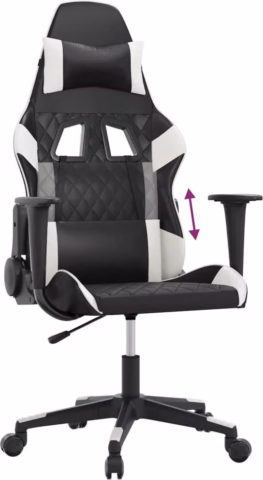 Sedia da Gaming Nero e Bianco in Pelle finta