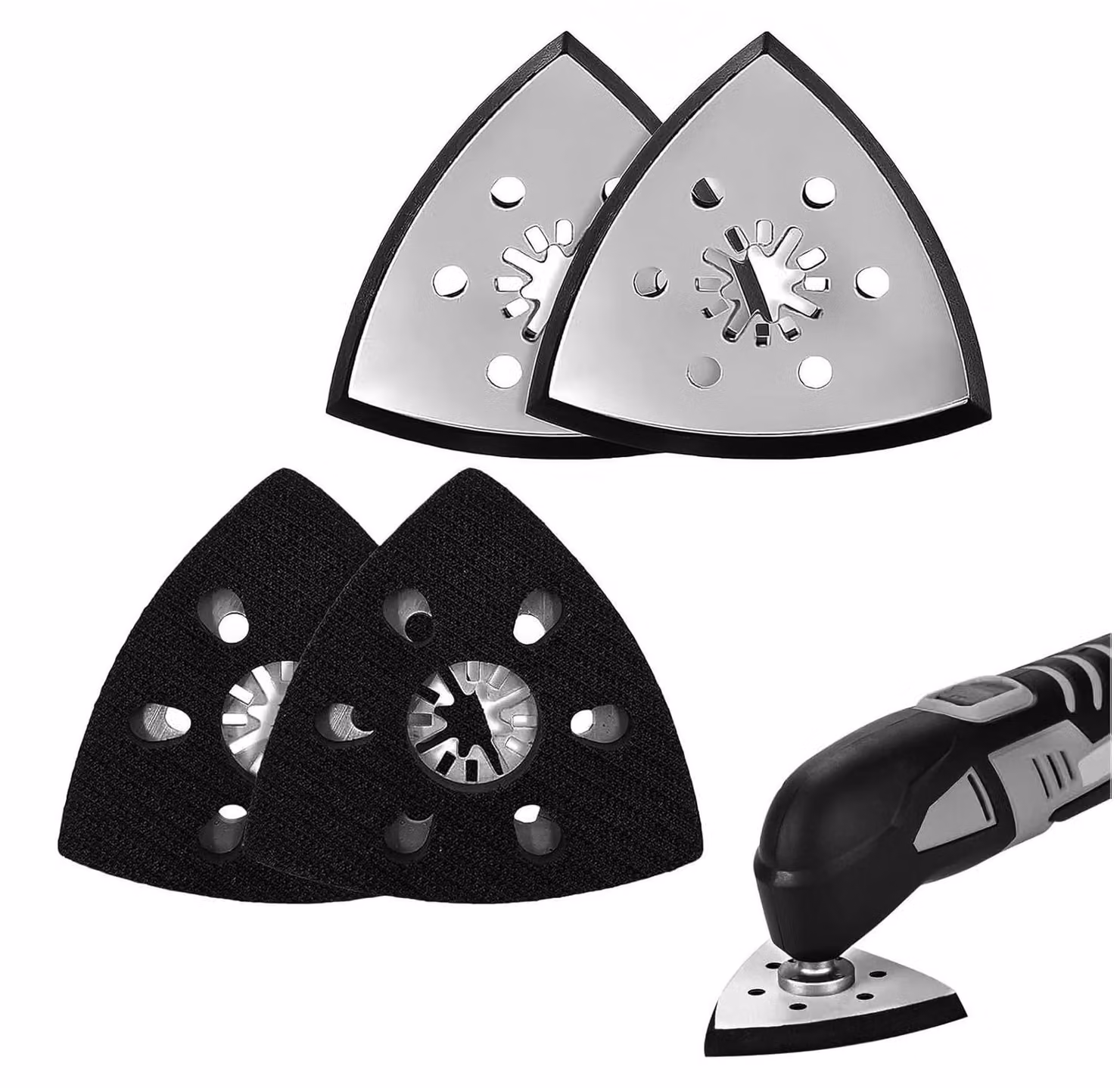 4 dischi abrasivi triangolari per utensile multifunzione - 93 mm - grana fine