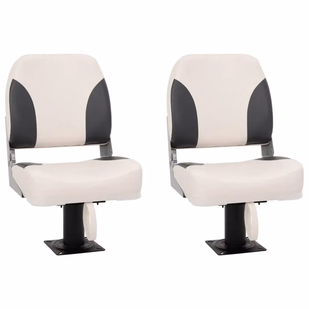 Set di 2 sedili per barca vidaXL con supporto girevole a 360°, struttura in metallo e plastica con seduta imbottita, disponibili in bianco, nero o grigio – 2
