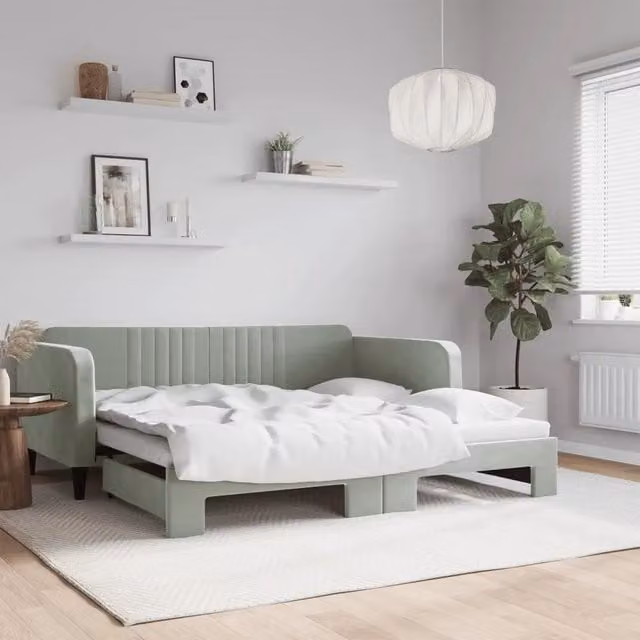 Divano Letto con Letto Estraibile vidaXL in Velluto Grigio per Soggiorno e Camera da Letto L/P/H: 213 x 90 x 75 cm