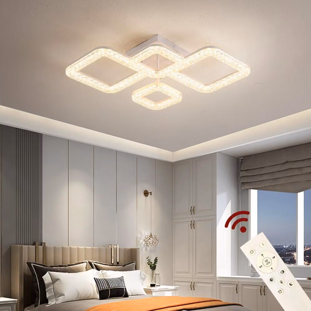 Lampada a soffitto LED DXF-2+2, 50 cm. Lampada da soffitto, luce regolabile con telecomando, possibilità di regolare il colore e l'intensità della luce, dimmerabile, classe energetica A+, lampada a soffitto LED per soggiorno