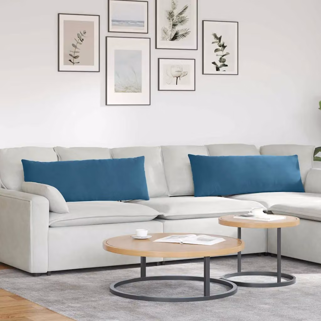 Set di 2 cuscini da divano vidaXL in tessuto a coste blu, L 120 x P 40 x H 40 cm