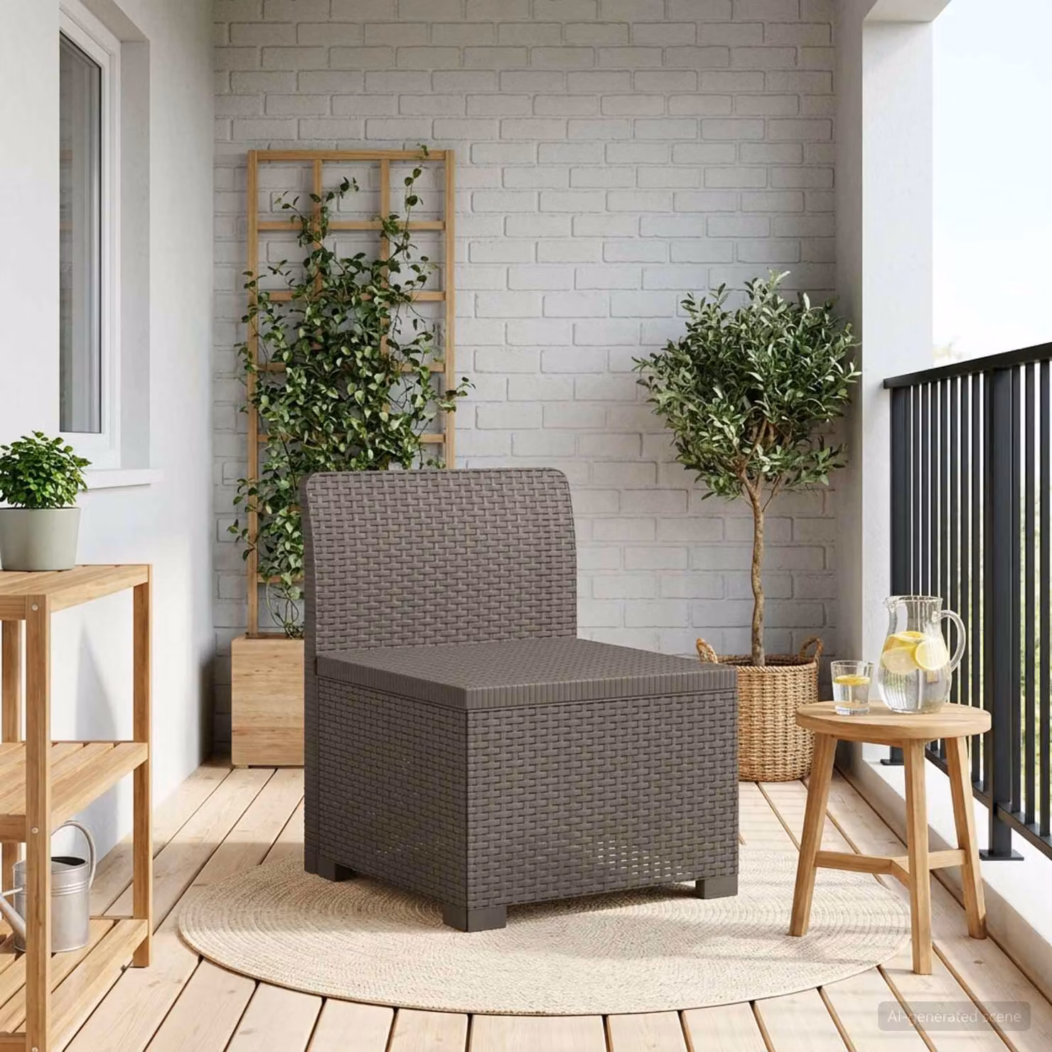 vidaXL Divano da Giardino a 1 Postante in Rattan PP Grigio Chiaro