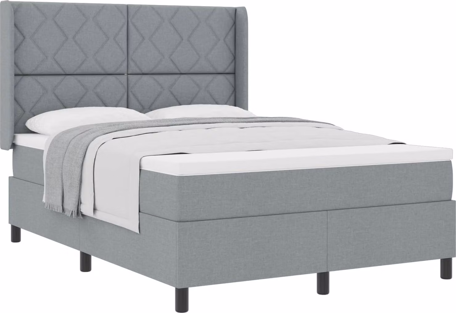 Letto a molle con materasso grigio chiaro 140 x 190 cm in tessuto