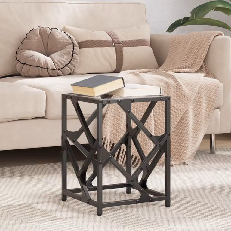 Maison Exclusive - Tavolino con piano in vetro trasparente, dimensioni 30x30x41 cm, struttura in acciaio